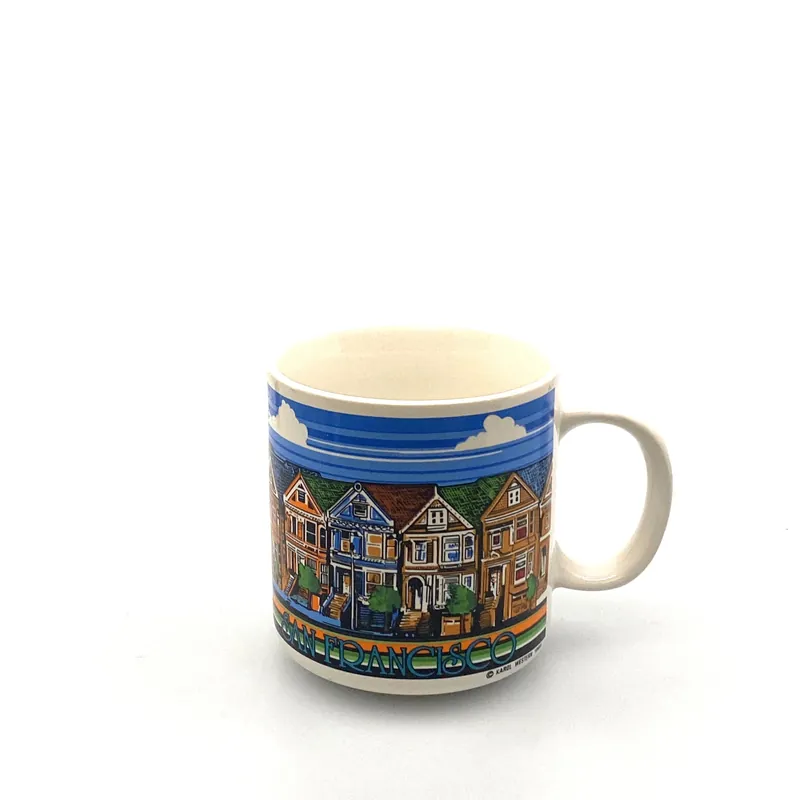Travel Souvenir San Francisco “The Painted Ladies” Row Houses Coffee Mug Cup - Unmarked
