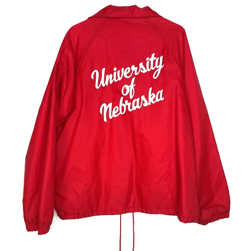 Vintage Auburn Sportswear Men's Red Snap-Up Jacket - Size L - University of Nebraska