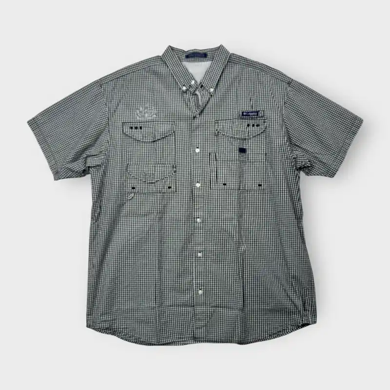 Columbia Men's Super Bonehead Vented Fishing Shirt - Black/White Check Plaid - Size 2XL - Short Sleeve