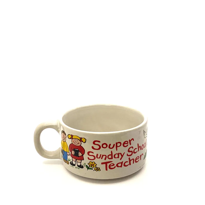 Souped Sunday School Teacher Coffee / Soup Mug White Ceramic - Unmarked