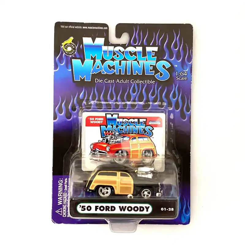 Muscle Machines '50 Ford Woody Diecast Car – Vintage 1:64 Scale Collectible for Adult Enthusiasts – Classic Black Design - Funline Merchandise Co