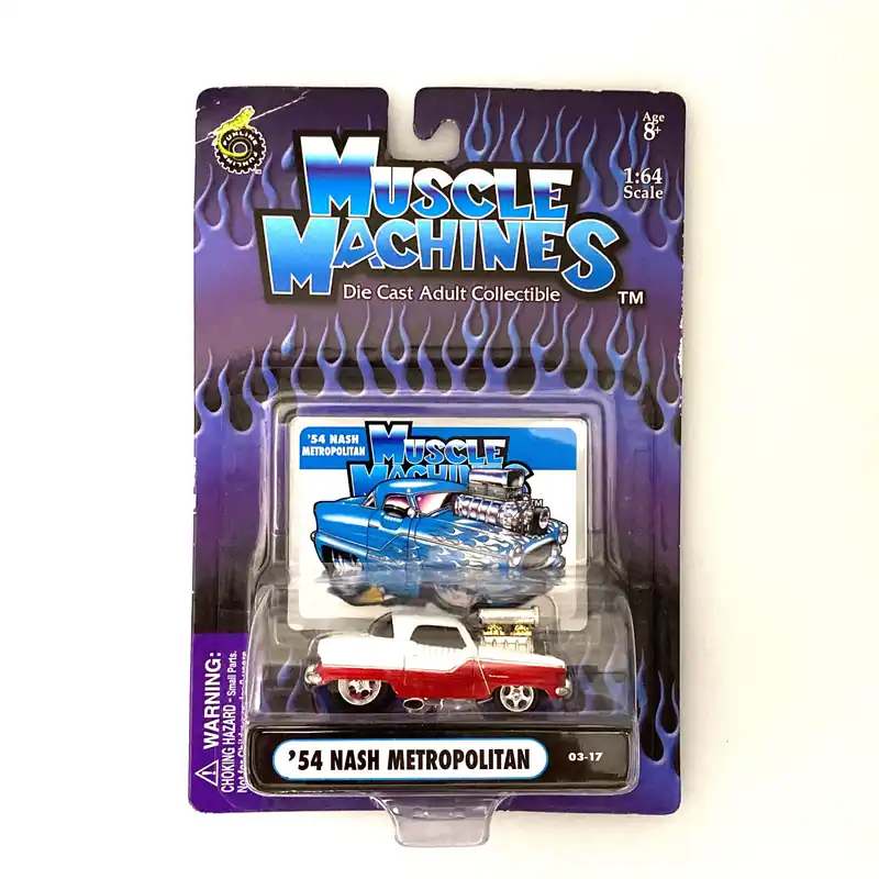 Muscle Machines Nash Metropolitan Diecast Car – Vintage 1:64 Scale Collectible for Adult Collectors – White/Red Design - Funline Merchandise Co
