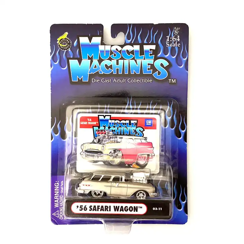 Muscle Machines '56 Safari Wagon – Stunning Silver Diecast Collectible Car for Adult Collectors – 1:64 Scale Model - Funline Merchandise Co