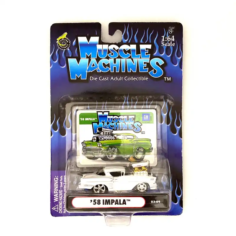 Muscle Machines '58 Impala Diecast Car – Vintage 1:64 Scale Collectible for Car Enthusiasts – Classic White Design - Funline Merchandise Co