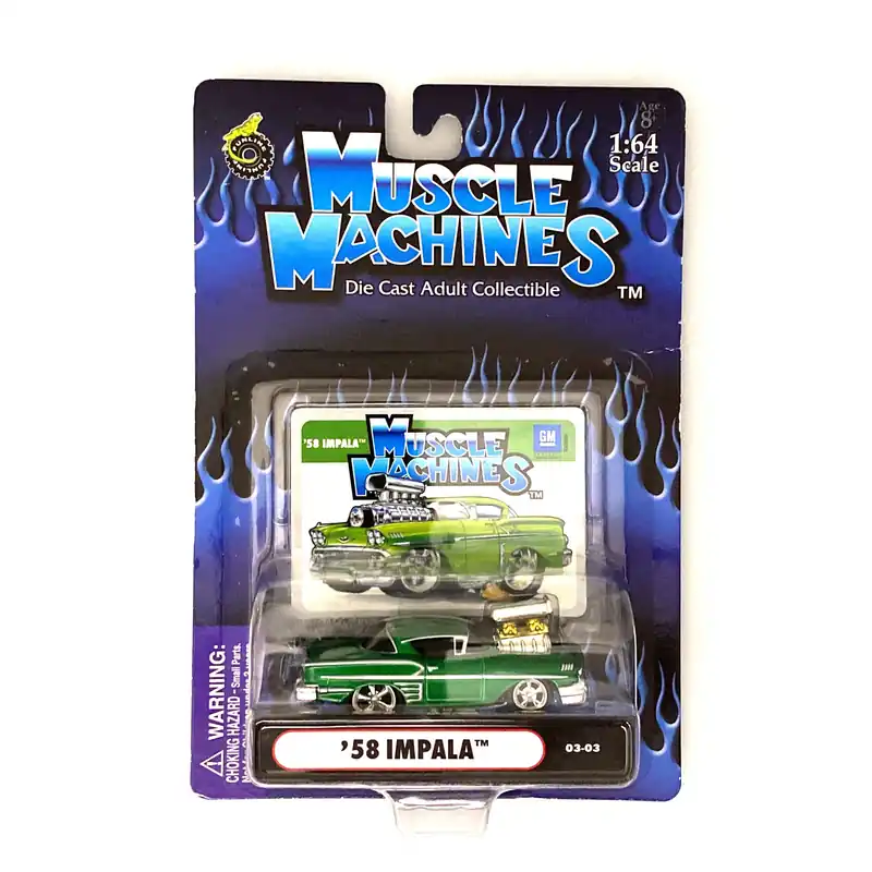 Muscle Machines '58 Impala – Stunning Green Diecast Collectible Car for Vintage Car Enthusiasts – 1:64 Scale Model - Funline Merchandise Co