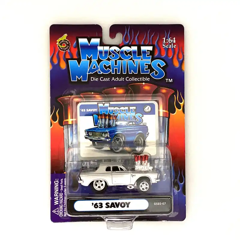 Muscle Machines '63 Savoy Diecast Car – Vintage 1:64 Scale Collectible for Car Enthusiasts – Silver Edition - Funline Merchandise Co