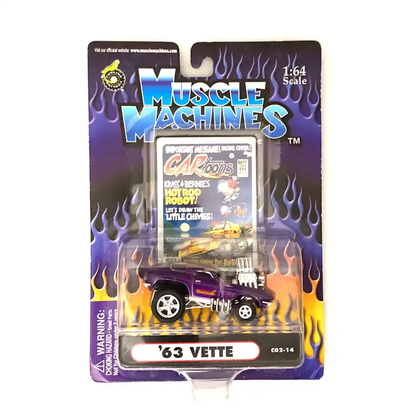 Muscle Machines '63 Vette – Stunning Purple Diecast Collectible for Car Enthusiasts – 1:64 Scale Model - Funline Merchandise Co