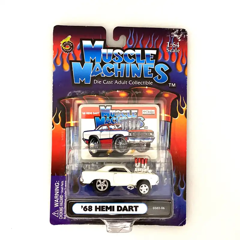 Muscle Machines Hemi Dart Diecast Car – Pristine 1:64 Scale Collectible for Adult Collectors – Vintage White Model - Funline Merchandise Co