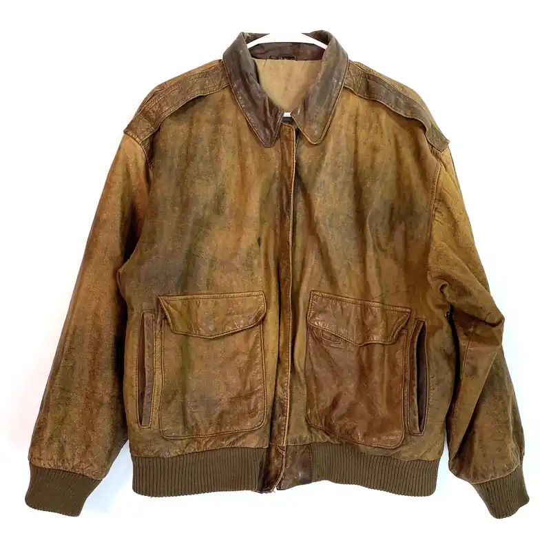 Vintage Airborne Mens Size L Brown Leather Jacket Full Zip - Unmarked