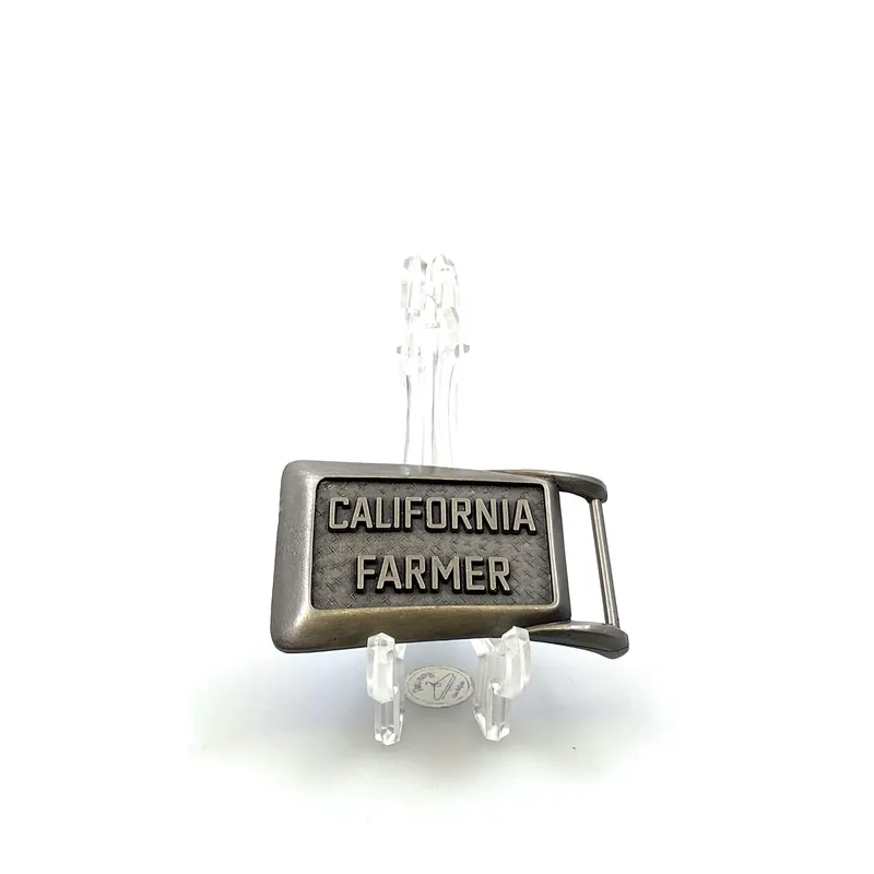 Vintage CALIFORNIA FARMER Pewter Fixed Belt Buckle 3” - Unmarked