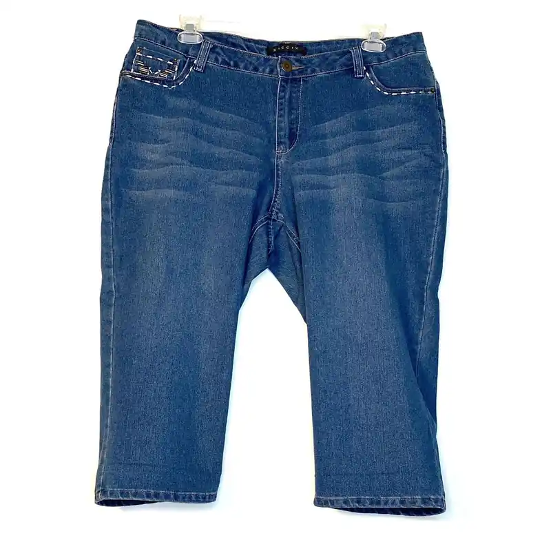 Baccini Women's 18W Denim Blue Capris – Machine Washable Comfort for Everyday Wear – Plus Size Casual Style