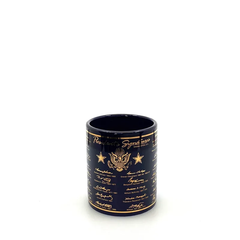 Presidential Signatures 1789 - 2001 Blue Ceramic Coffee Mug Cup, 12 Oz