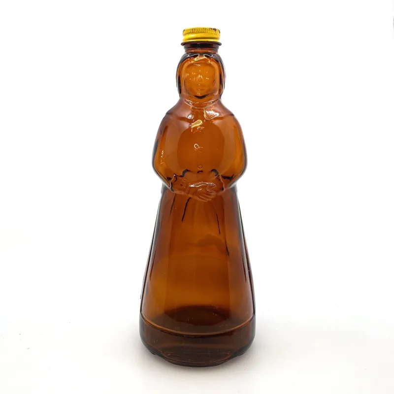 Vintage Mrs. Butterworths Syrup Glass Brown Bottle 36oz Lid - Mrs. Buttersworth