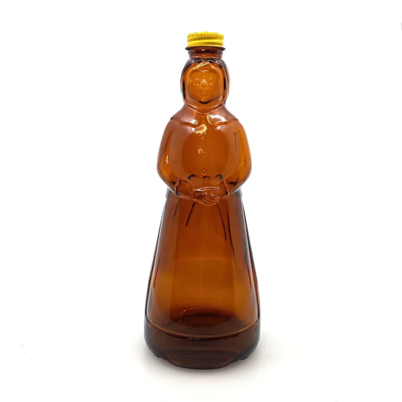 Vintage Mrs. Butterworths Syrup Glass Brown Bottle 36oz Lid - Mrs. Buttersworth