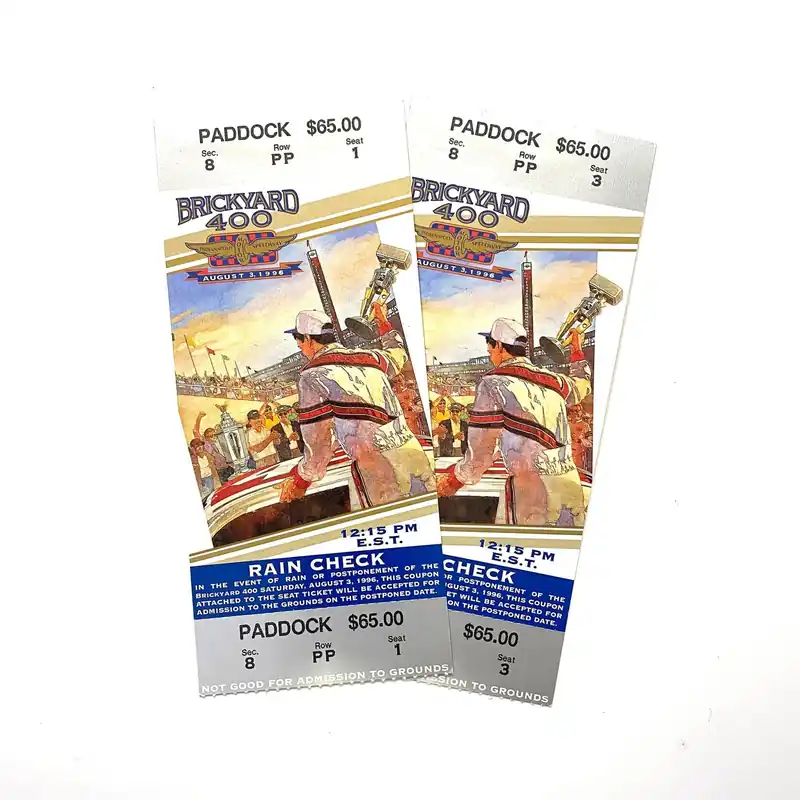 1996 Brickyard 400 Indianapolis Motor Speedway Ticket Stubs, Pair of - NASCAR