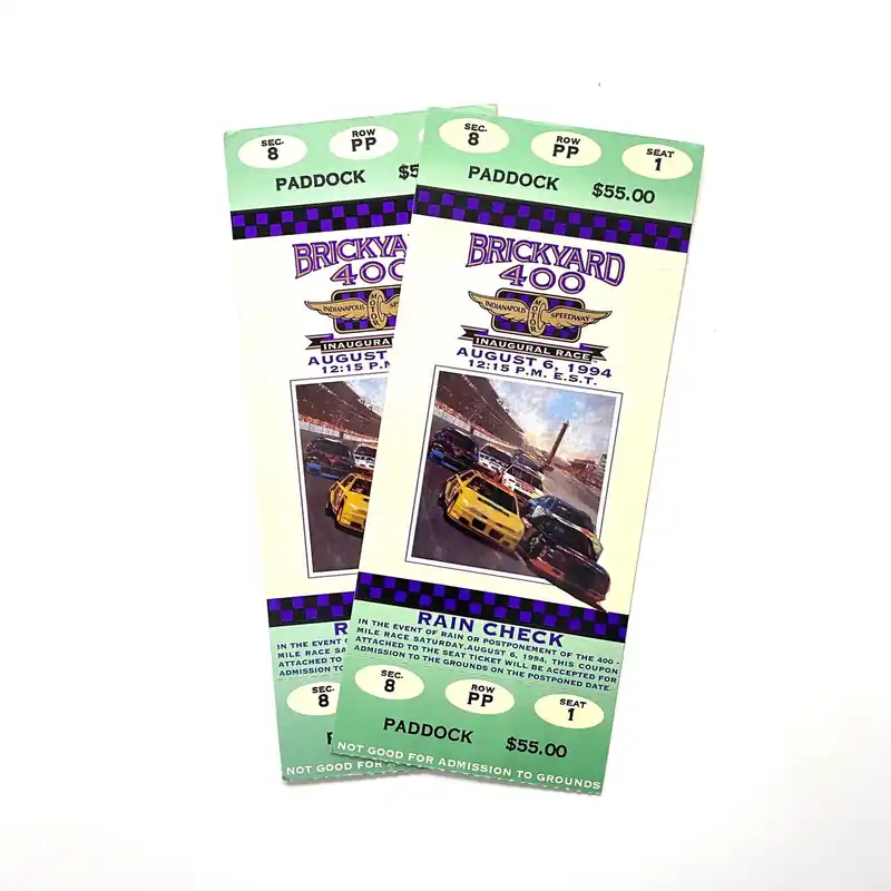 1994 Brickyard 400 Indianapolis Motor Speedway Ticket Stubs, Pair of - NASCAR