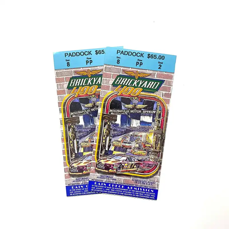 1998 Brickyard 400 Indianapolis Motor Speedway Ticket Stubs, Pair of - NASCAR