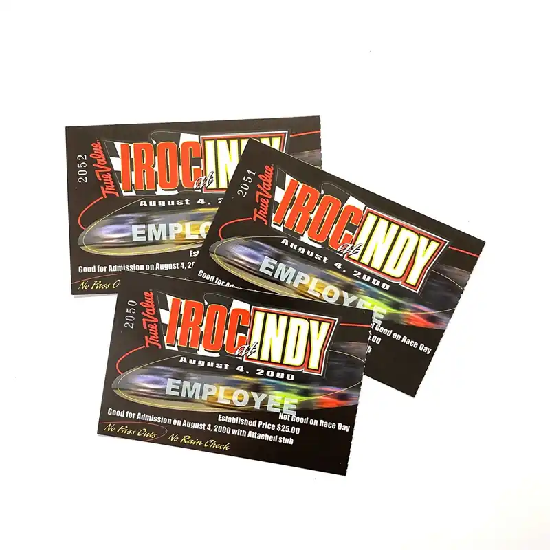 2000 True Value IROC at INDY Indianapolis Motor Speedway EMPLOYEE Ticket Stubs, Set of - NASCAR