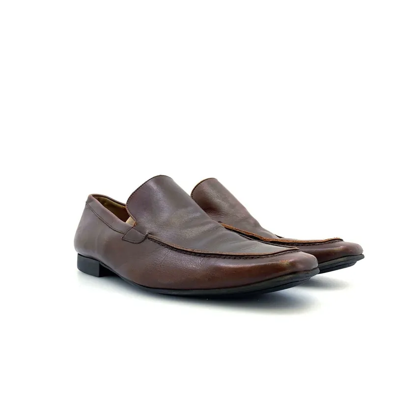 Faconnable Mens Size 10.5D Brown Loafers Shoes Leather Driving Casual - Façonnable