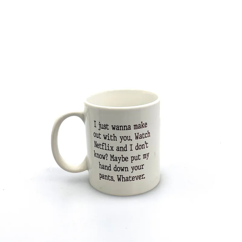 Novelty “Netflix & Chill” Adult Humor White Ceramic Coffee Mug - Unmarked