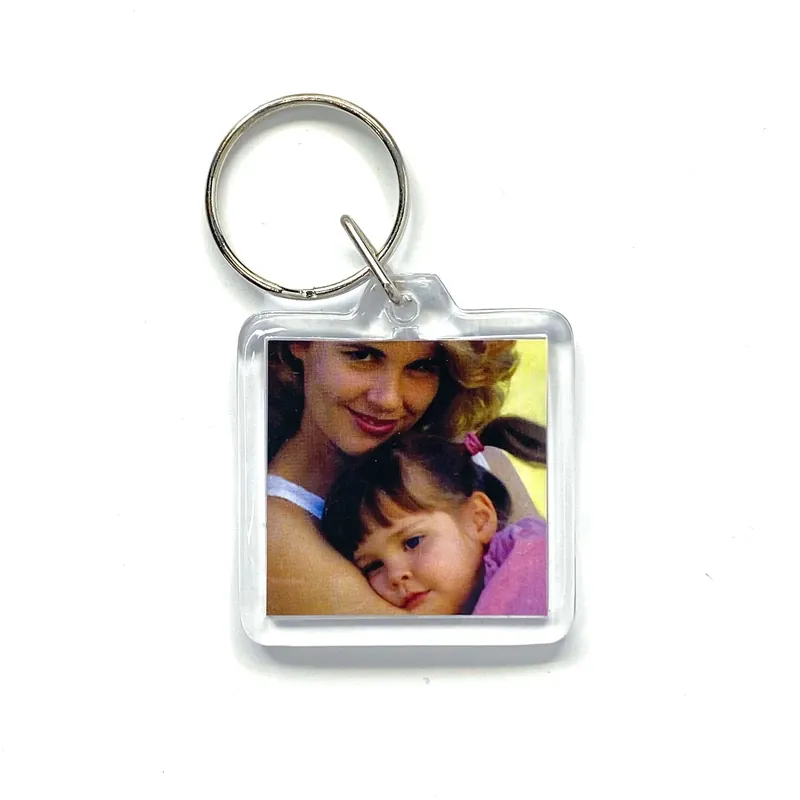 Customizable “Your Image” Souvenir Keychain Key Ring Square Clear Acrylic - Unmarked