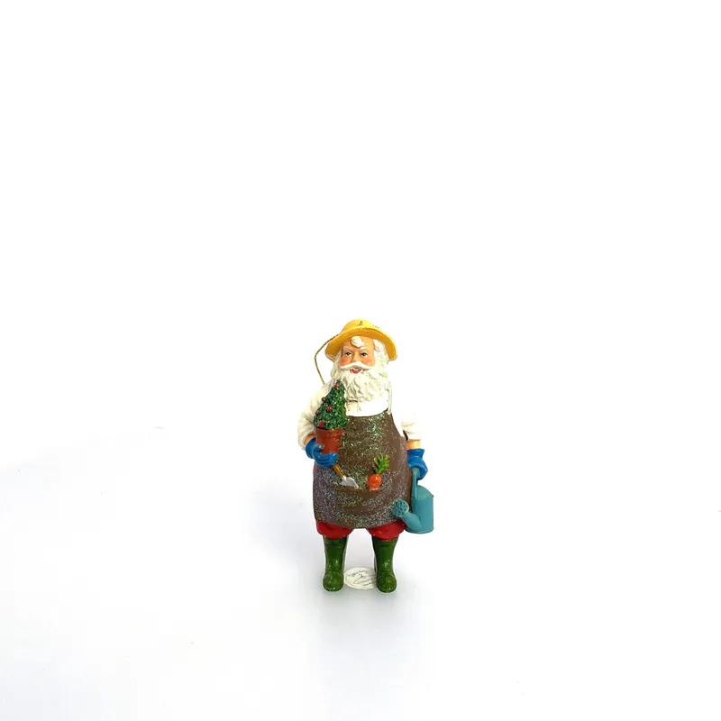 Gardening Santa Claus Christmas Tree Holiday Ornament - Unmarked