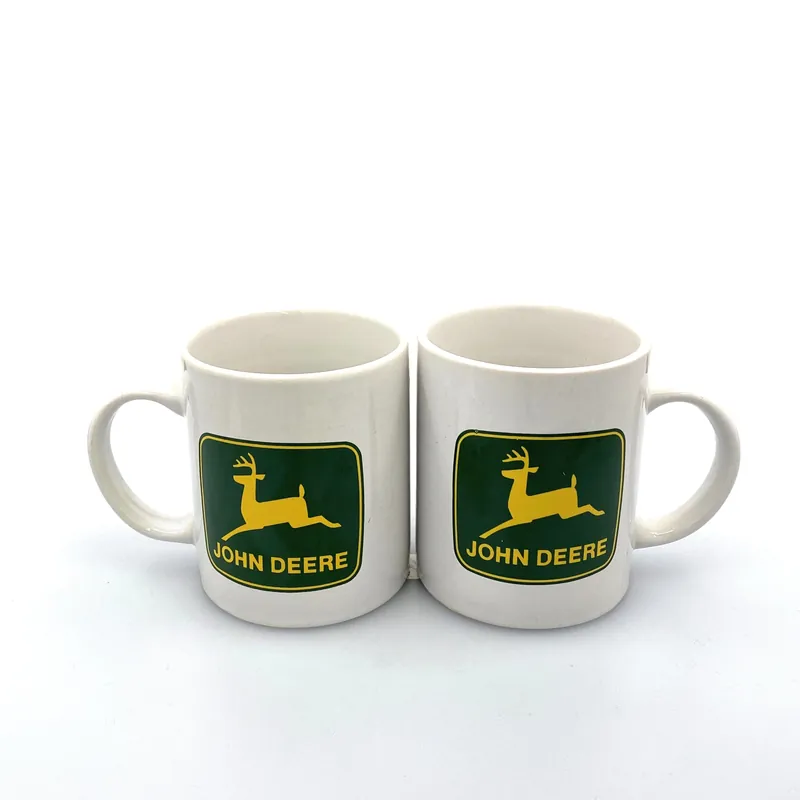 Set of 2, John Deere Coffee Cup Mug Logo Face 12 Oz