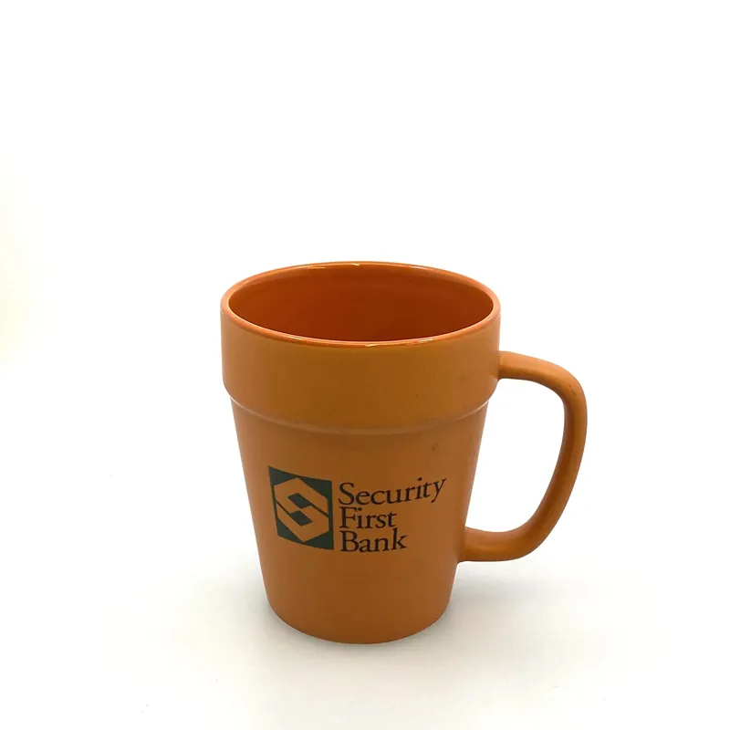 Security First Bank Terracotta “Flower Pot” Coffee Cup, 12 Oz. - M Ware
