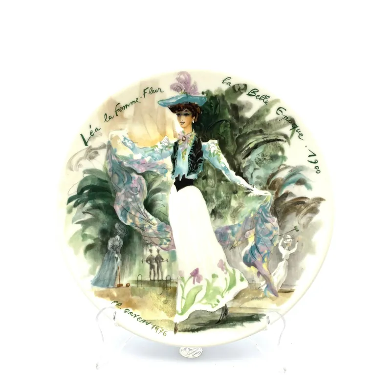 Vintage 1976 D'Arceau Limoges Collectors Plate "Lea La Femme Fleur" Belle Epoque
