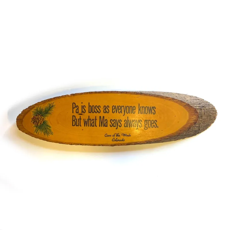 Vintage Real Wood Decoration “Ma/Pa” Colorado Cave of the Winds - Unmarked