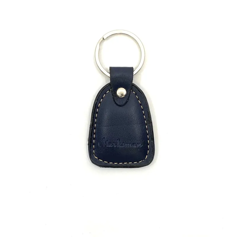 Black Leather “Marksman” Keychain Luggage Tag Charm - Unmarked