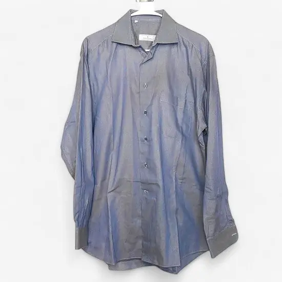 Ermenegildo Zegna Men's Gray and White Striped Button-Up Dress Shirt - Size 39/15