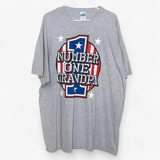 Men's #1 Dad and Grandpa Father's Day Gray Crew Neck T-Shirt - Size 2XL