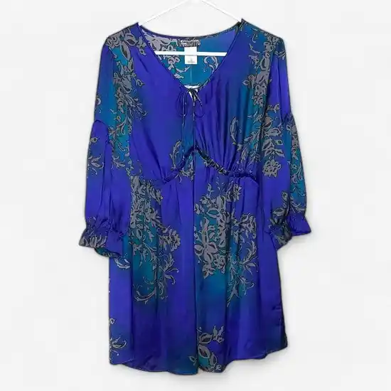 Just My Size Evolution Womens Size 1X (16W) Blue Shirt Blouse Top NWT
