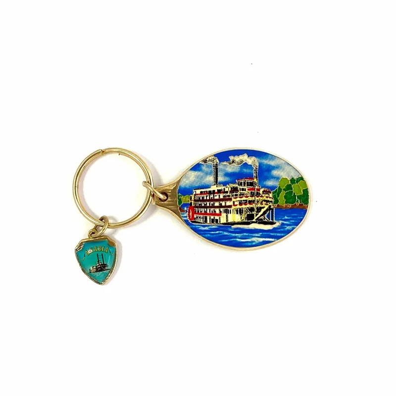 American Riverboats Goldtone Metal Travel Souvenir Keychain "Arabia" - Unmarked