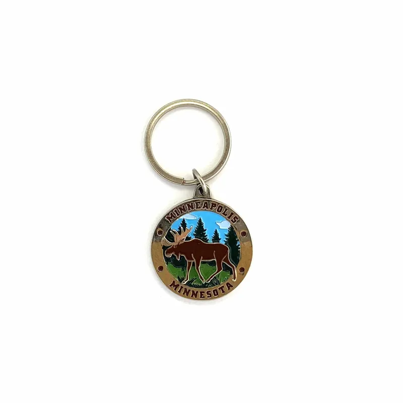 "Minneapolis Minnesota" Silvertone Metal Pendant Travel Souvenir Keychain - Unmarked