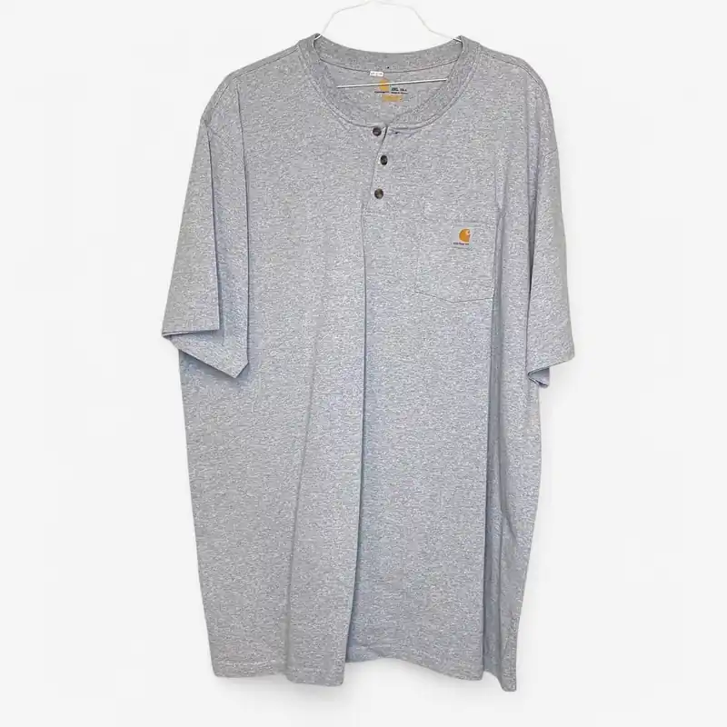 Carhartt Mens Size 3XL Tall Gray Short Sleeve Henley T-Shirt