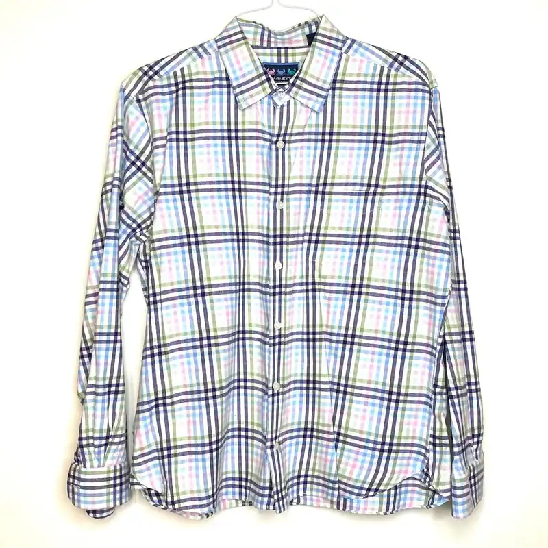 Charleston Threads Men's Plaid Button-Down Shirt - Size XL - Blue/Pink/White
