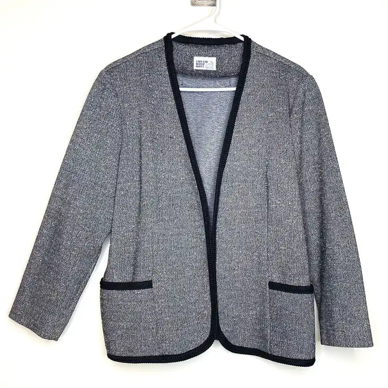 Cape Cod Match Mates Womens Size 2X Gray Multicolor Open Jacket L/s - Cape Code Match Mates