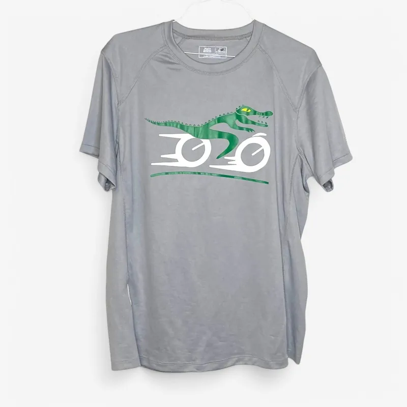 New Balance Men's Gray Alligator's Cycling Bicycle Shop T-Shirt - Size XL - Short Sleeve