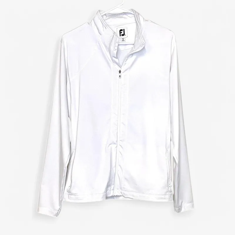 FootJoy Women's White Zip-Up Golf Pullover Jacket - Size L - Long Sleeve