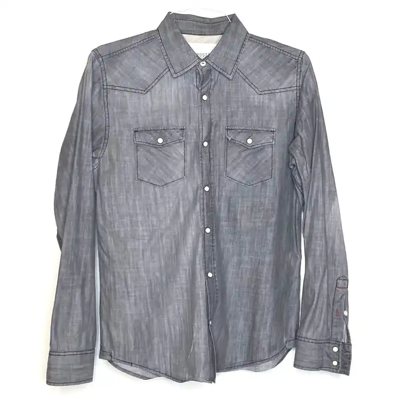 Aeropostale Men's Gray Western Snap-Up Shirt - Size S - Long Sleeve