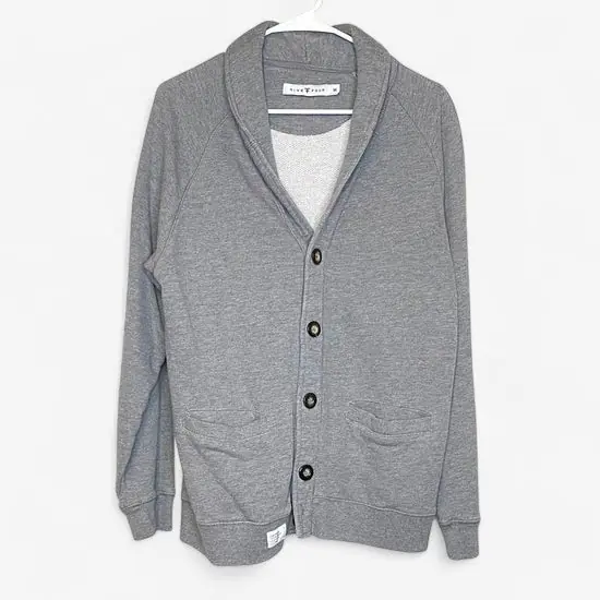 Five Four Men's Gray Varsity Cardigan - Size M - Button-Up Long Sleeve