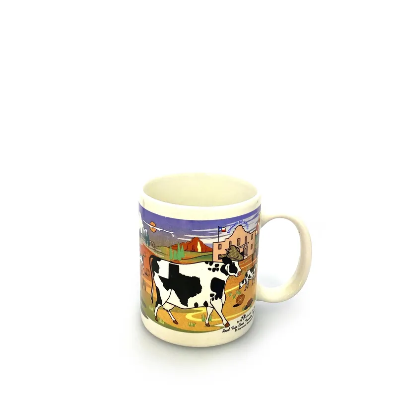 Road Trip Cows Travelin’ West White Ceramic Coffee Cup 12 Fl Oz - Unmarked