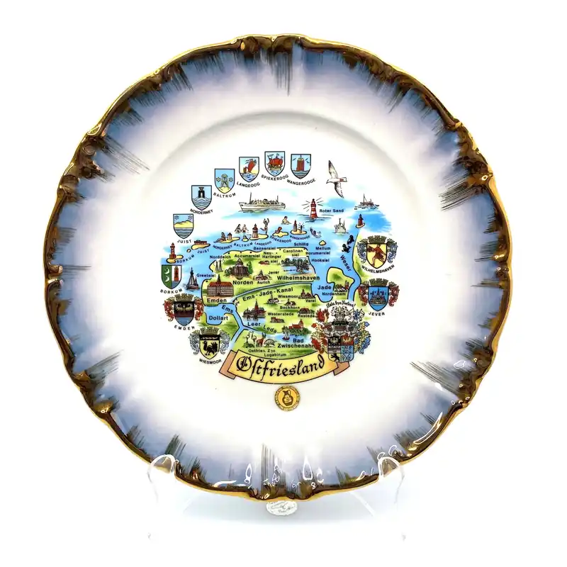 Oftfriesland Collectible Souvenir Collectible Plate, White - 6” Pre-Owned