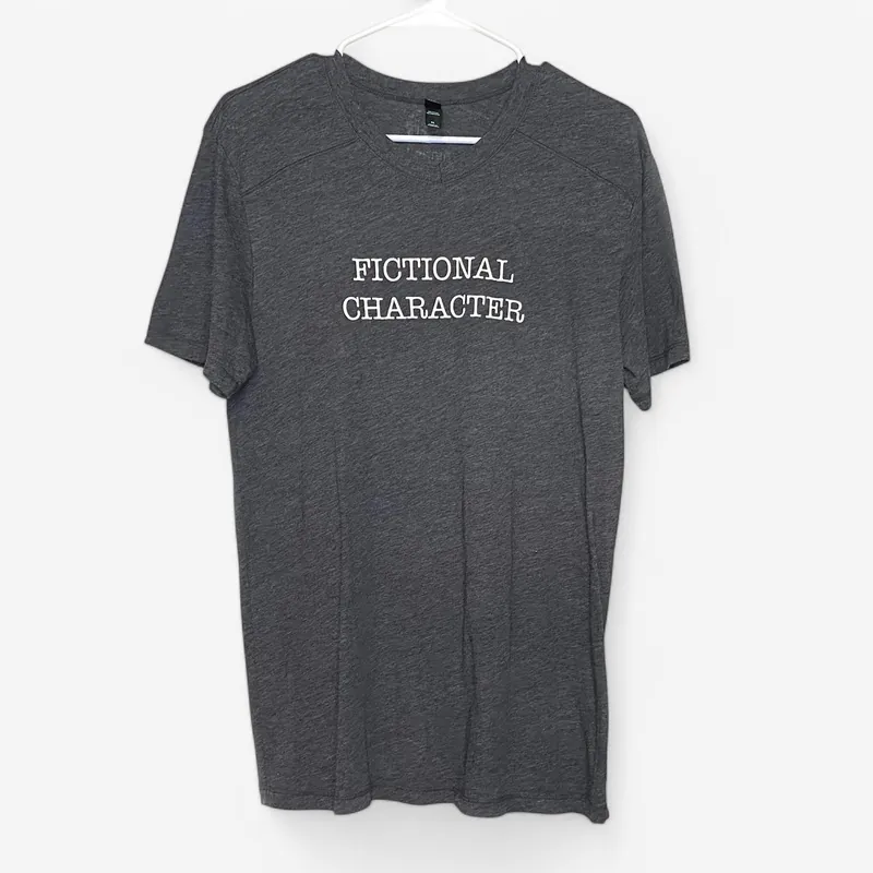 District Women's V-Neck T-Shirt - Size M - "Fictional Character" Graphic - Gray