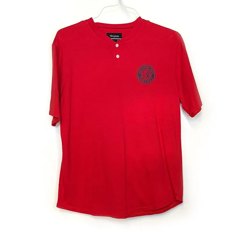 Brixton MFG Co. Men's Red Mesh Henley T-Shirt - Size L