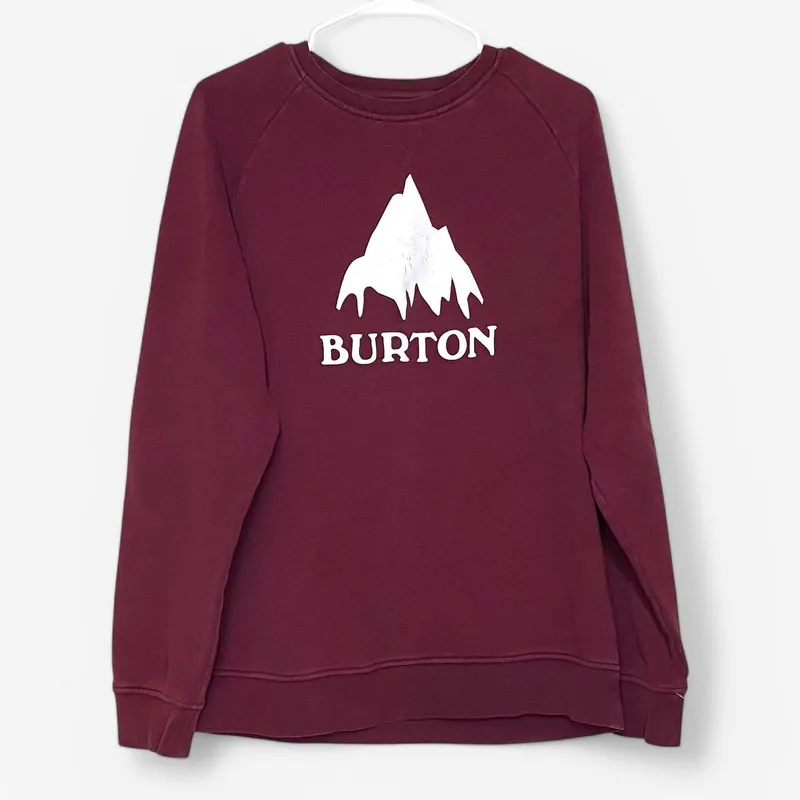 Burton Men's Pullover Sweatshirt - Size M - Maroon Red - Long Sleeve Cotton Blend