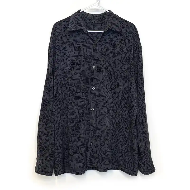 GUESS Mens Size XXL Gray “Circuitry” Lined Button-Up Shirt L/s Vintage & RARE