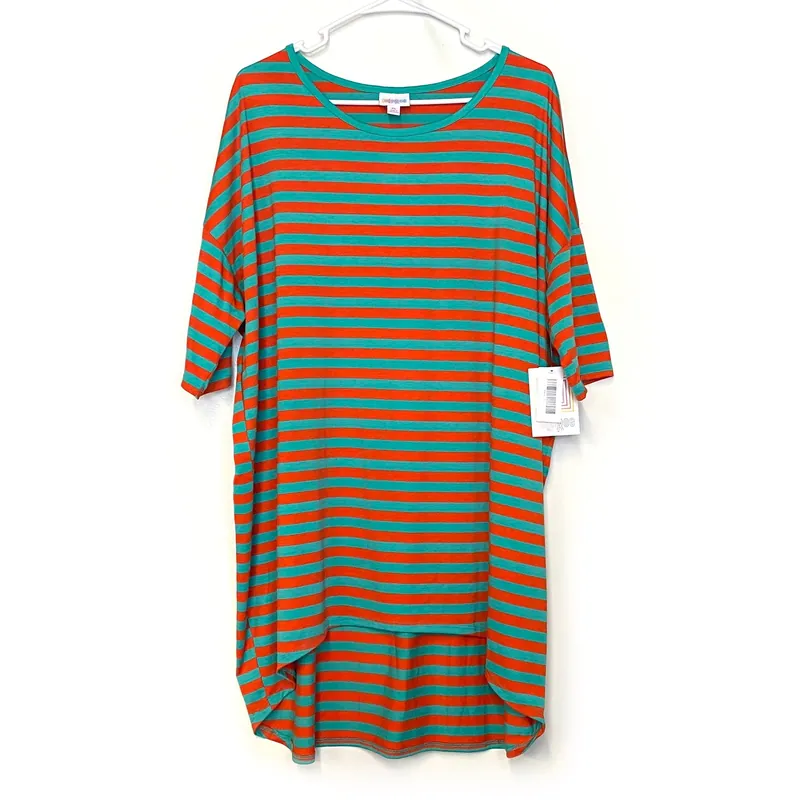 LuLaRoe | Irma Striped S/s Top | Color: Green/Red | Size: XL | NWT